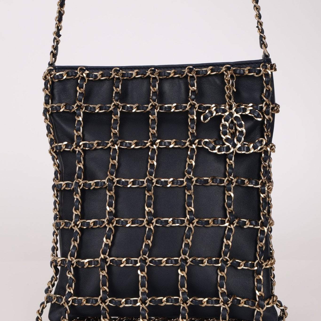 Chanel 2019 Navy Lambskin Shopping Chain Tote - FashioNica
