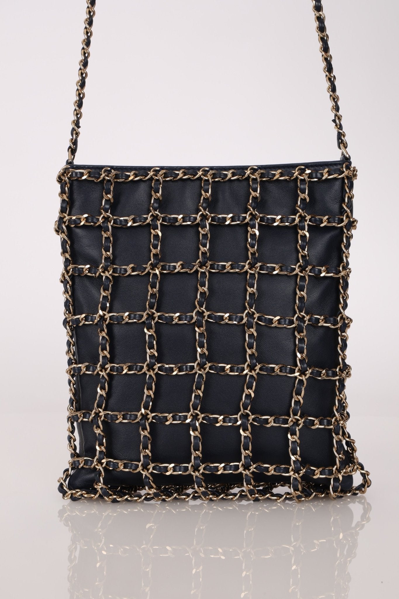 Chanel 2019 Navy Lambskin Shopping Chain Tote - FashioNica
