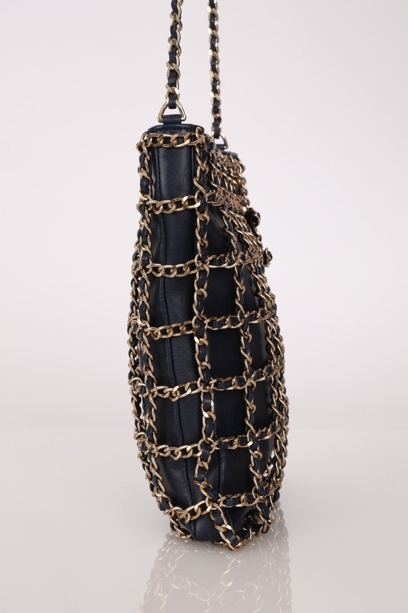 Chanel 2019 Navy Lambskin Shopping Chain Tote - FashioNica