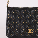 Chanel 2019 Paris - New York Lambskin Studded Wallet on Chain - FashioNica