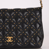 Chanel 2019 Paris - New York Lambskin Studded Wallet on Chain - FashioNica