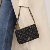 Chanel 2019 Paris - New York Lambskin Studded Wallet on Chain - FashioNica