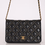 Chanel 2019 Paris - New York Lambskin Studded Wallet on Chain - FashioNica