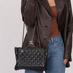 Chanel 2019 Shiny Lambskin Quilted Medium Double Case With Strap - FashioNica