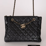 Chanel 2019 Shiny Lambskin Quilted Medium Double Case With Strap - FashioNica