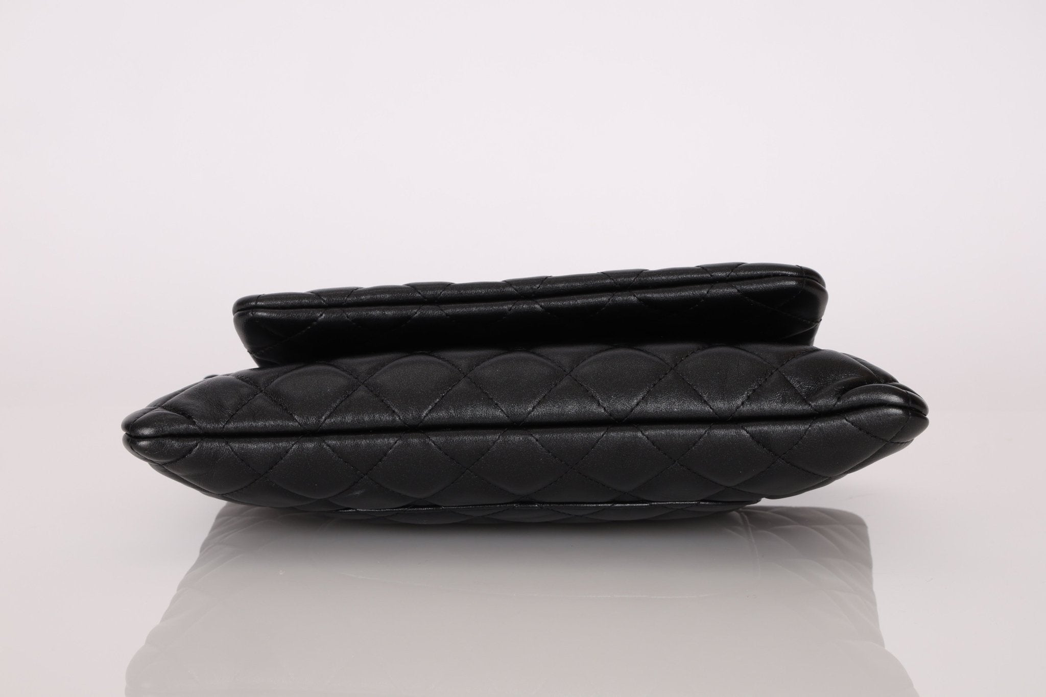 Chanel 2019 Shiny Lambskin Quilted Medium Double Case With Strap - FashioNica