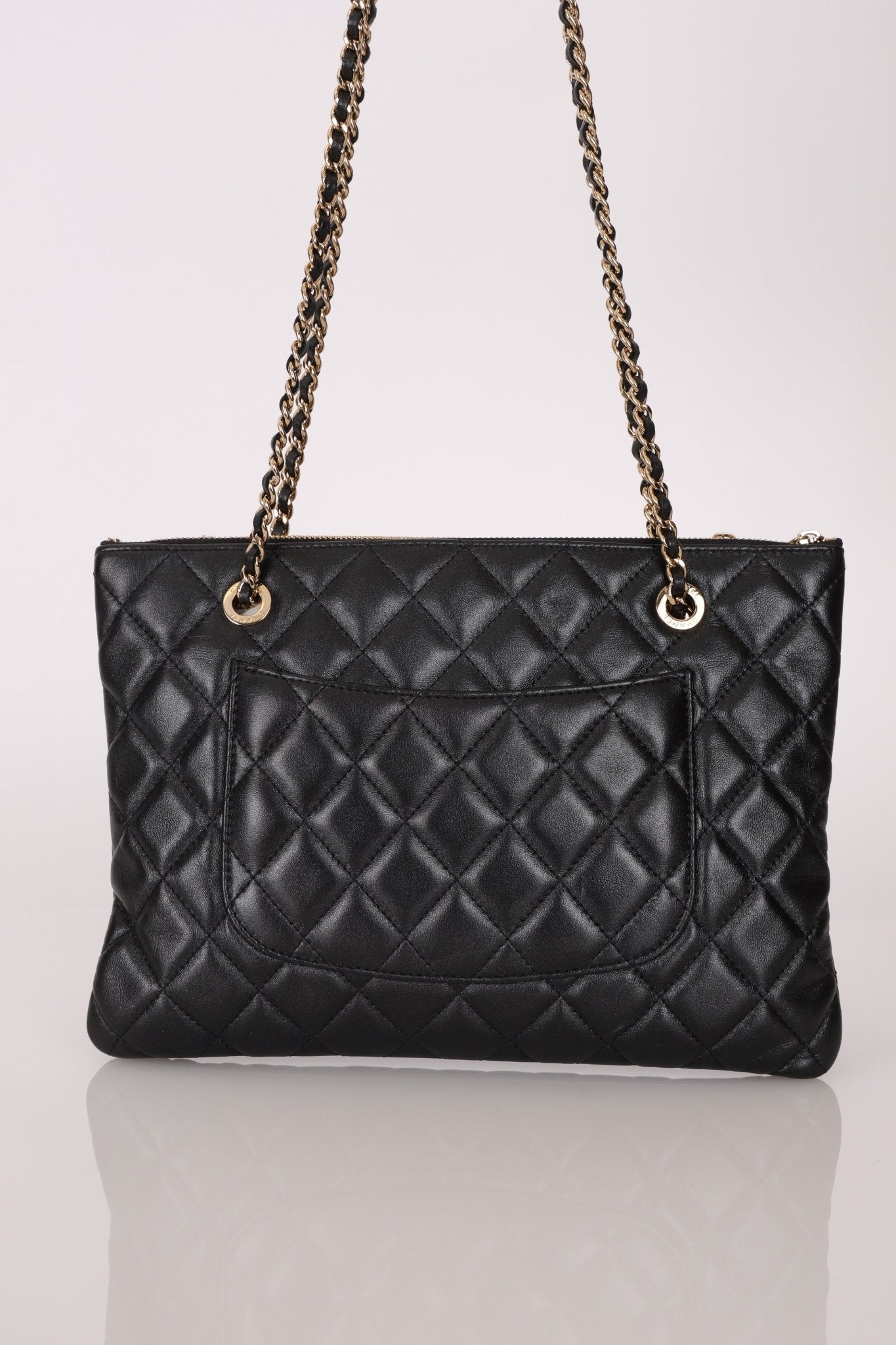 Chanel 2019 Shiny Lambskin Quilted Medium Double Case With Strap - FashioNica