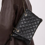 Chanel 2019 Shiny Lambskin Quilted Medium Double Case With Strap - FashioNica