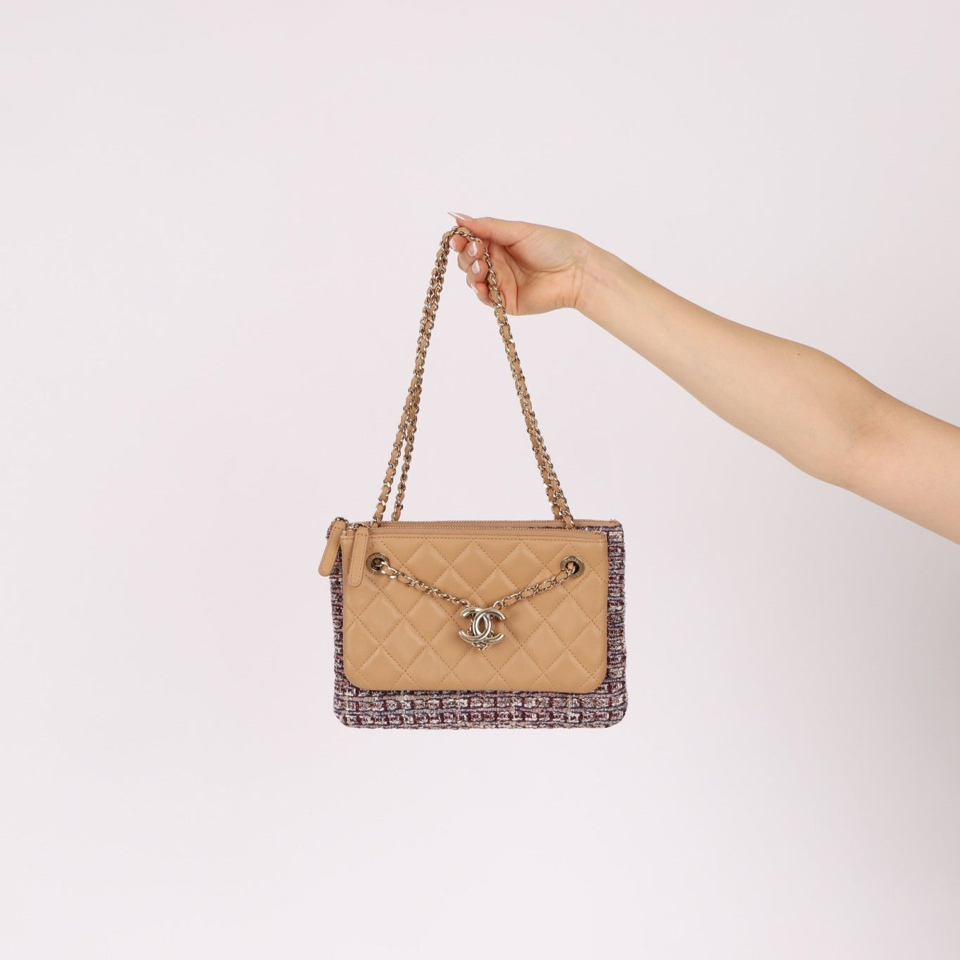 Chanel 2019 Tweed and Quilted Lambskin Double Case with Strap - FashioNica