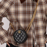 Chanel 2020 All - Slide Lambskin Quilted Pillow Crush Round Clutch With Chain - FashioNica