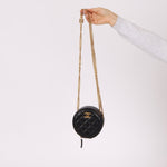 Chanel 2020 All - Slide Lambskin Quilted Pillow Crush Round Clutch With Chain - FashioNica