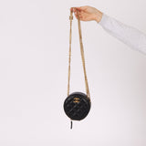 Chanel 2020 All - Slide Lambskin Quilted Pillow Crush Round Clutch With Chain - FashioNica