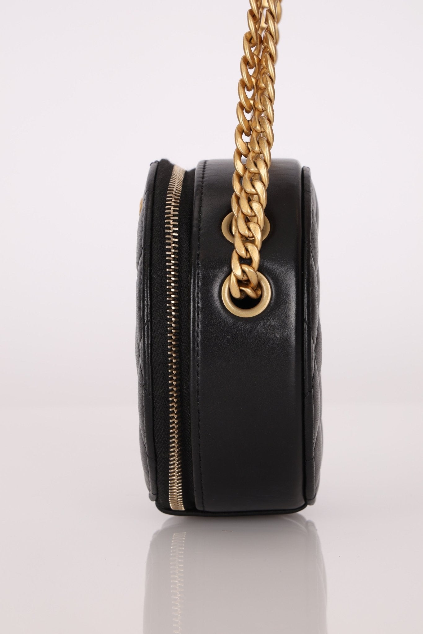 Chanel 2020 All - Slide Lambskin Quilted Pillow Crush Round Clutch With Chain - FashioNica