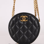Chanel 2020 All - Slide Lambskin Quilted Pillow Crush Round Clutch With Chain - FashioNica