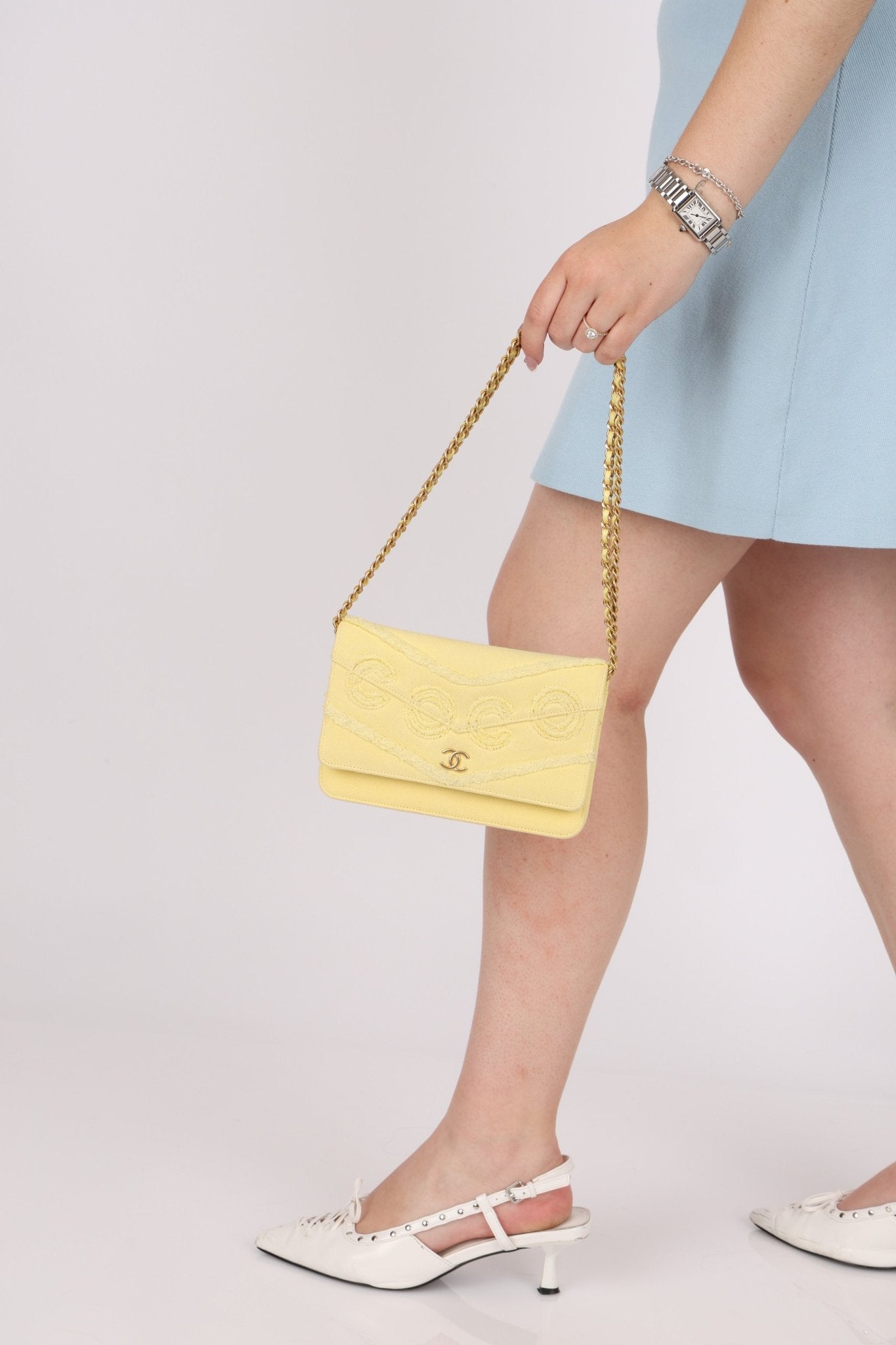 Chanel 2020 Butter Yellow Denim Coco Wallet On Chain - FashioNica