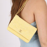 Chanel 2020 Butter Yellow Denim Coco Wallet On Chain - FashioNica