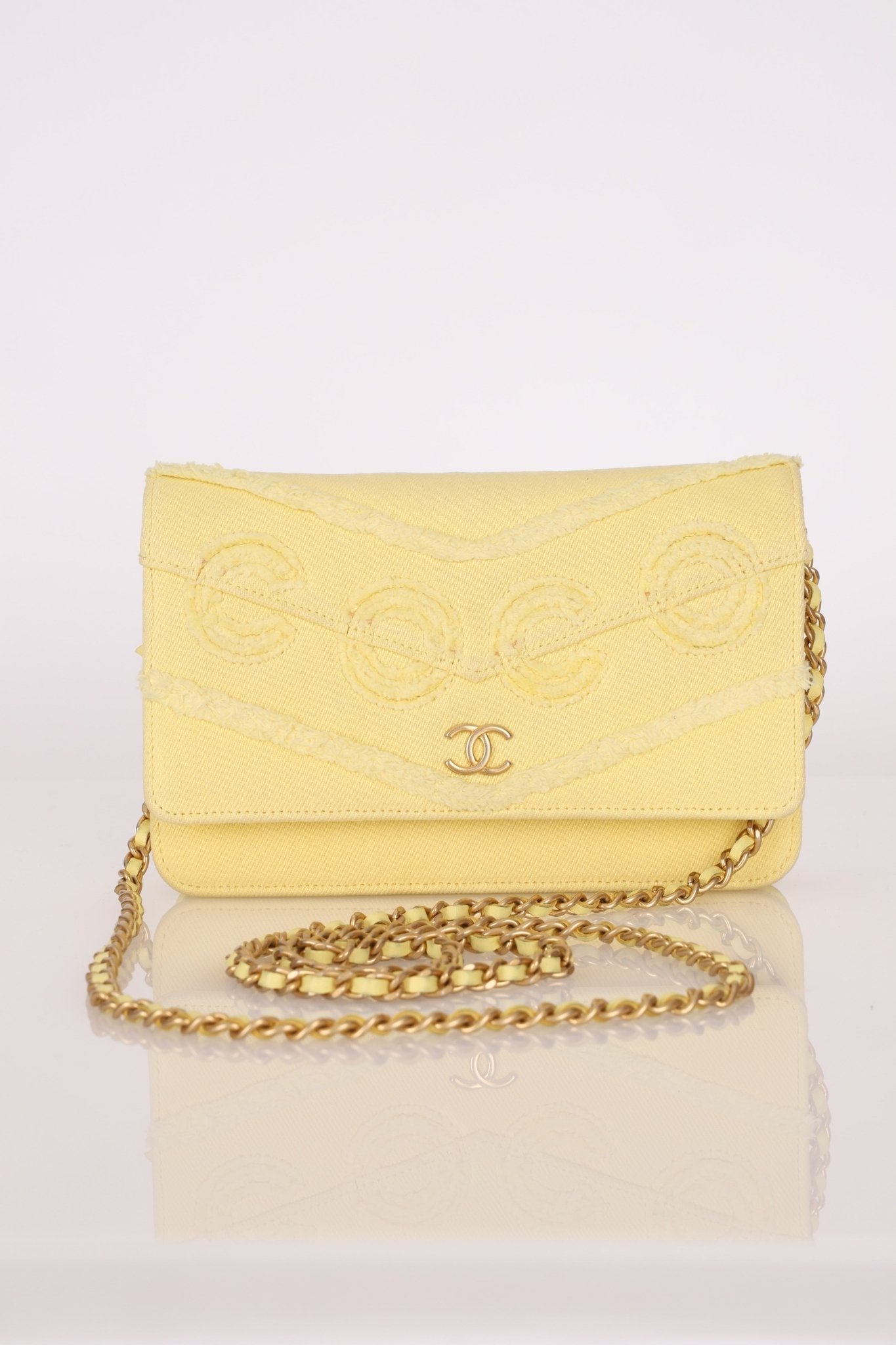 Chanel 2020 Butter Yellow Denim Coco Wallet On Chain - FashioNica