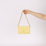 Chanel 2020 Butter Yellow Denim Coco Wallet On Chain - FashioNica