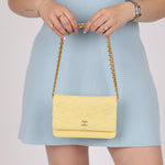 Chanel 2020 Butter Yellow Denim Coco Wallet On Chain - FashioNica