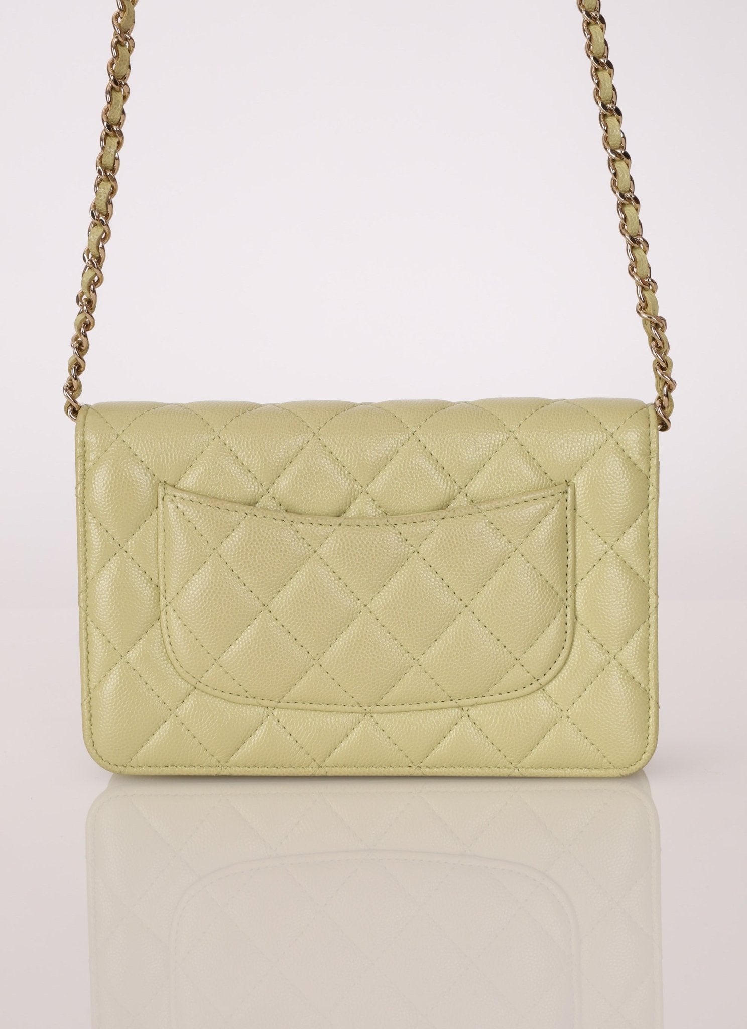Chanel 2020 Caviar New Wave Pistachio Wallet on Chain - FashioNica
