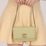 Chanel 2020 Caviar New Wave Pistachio Wallet on Chain - FashioNica