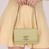 Chanel 2020 Caviar New Wave Pistachio Wallet on Chain - FashioNica