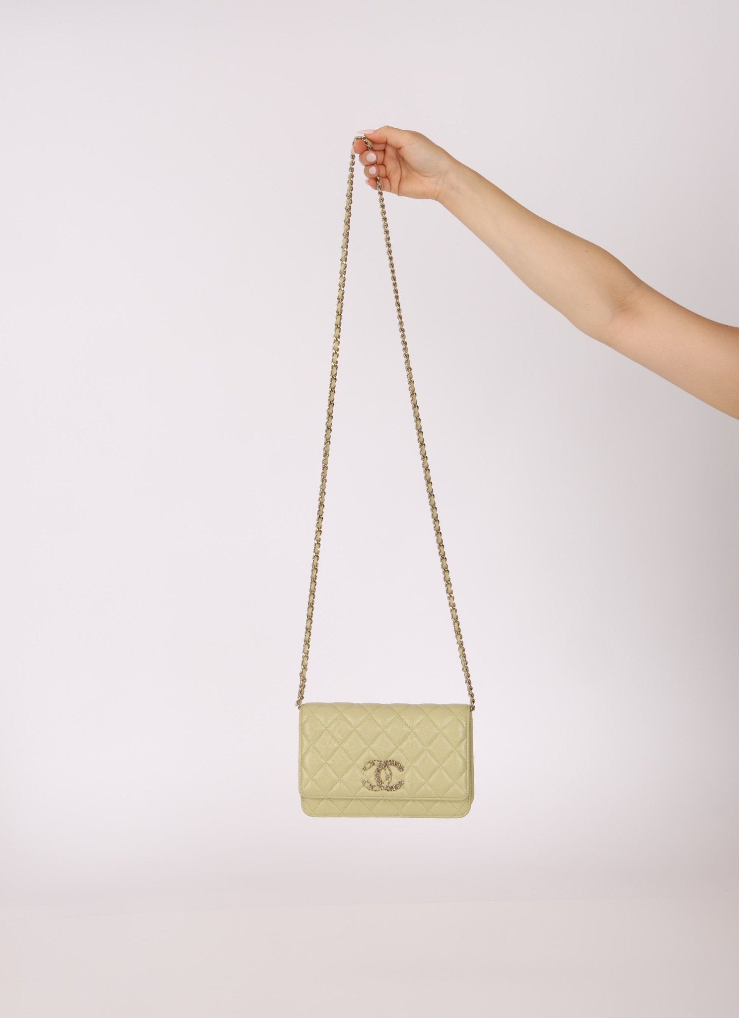 Chanel 2020 Caviar New Wave Pistachio Wallet on Chain - FashioNica