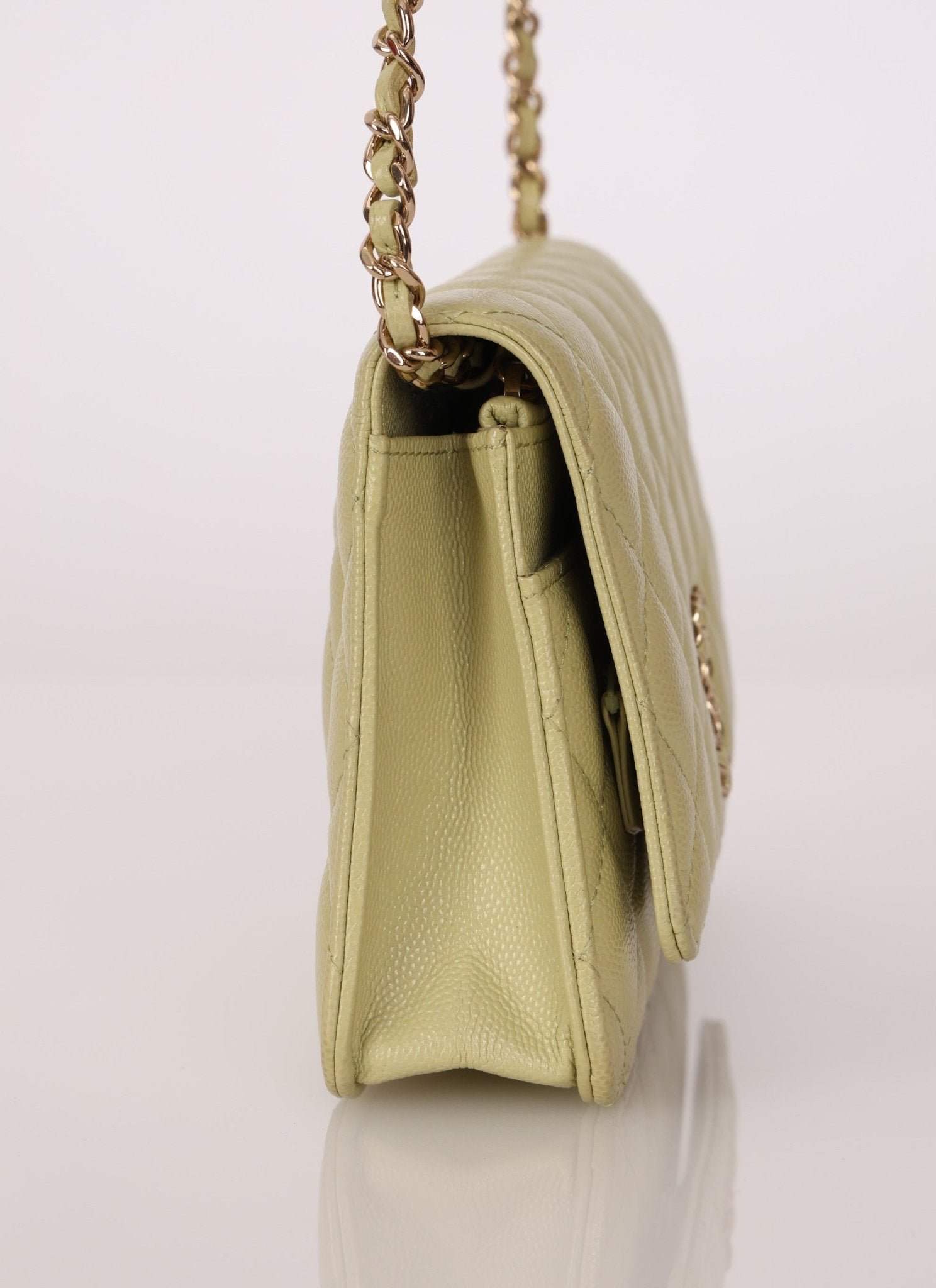 Chanel 2020 Caviar New Wave Pistachio Wallet on Chain - FashioNica