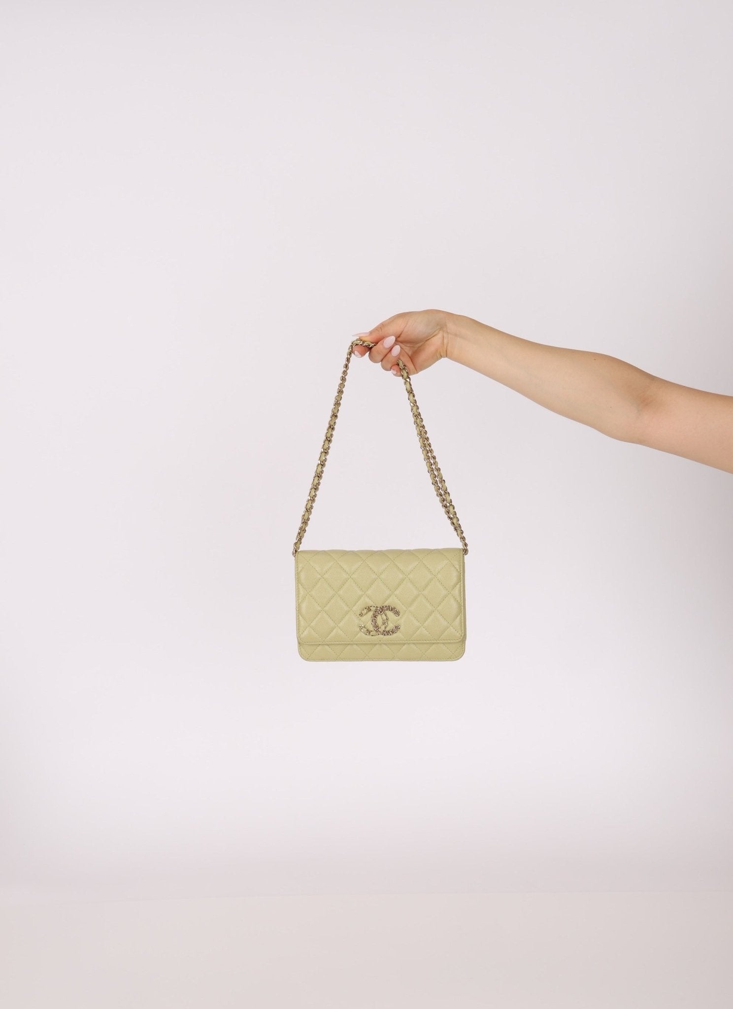 Chanel 2020 Caviar New Wave Pistachio Wallet on Chain - FashioNica