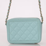 Chanel 2020 Caviar Robin's Egg Mini Filigree Crossbody - FashioNica