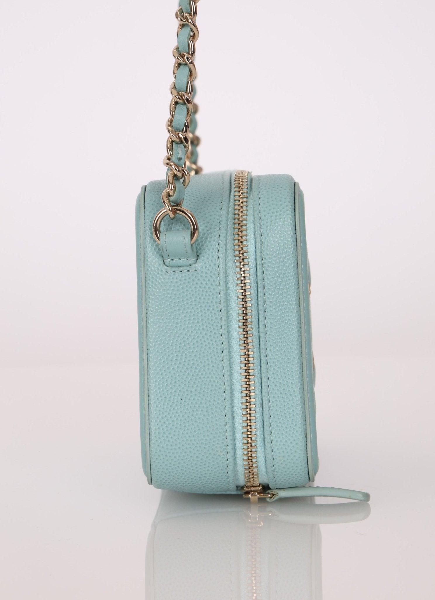 Chanel 2020 Caviar Robin's Egg Mini Filigree Crossbody - FashioNica