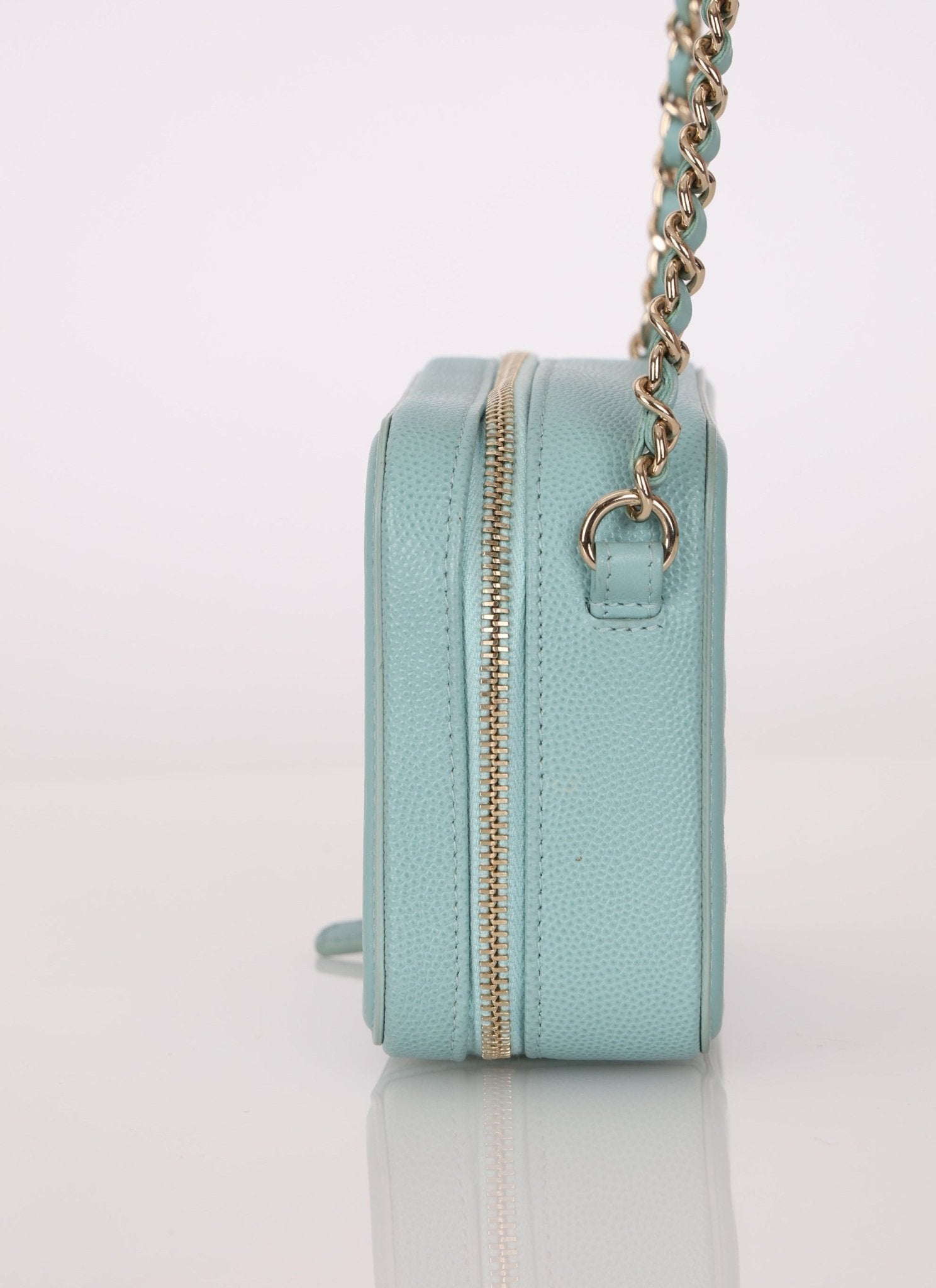 Chanel 2020 Caviar Robin's Egg Mini Filigree Crossbody - FashioNica