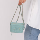 Chanel 2020 Caviar Robin's Egg Mini Filigree Crossbody - FashioNica