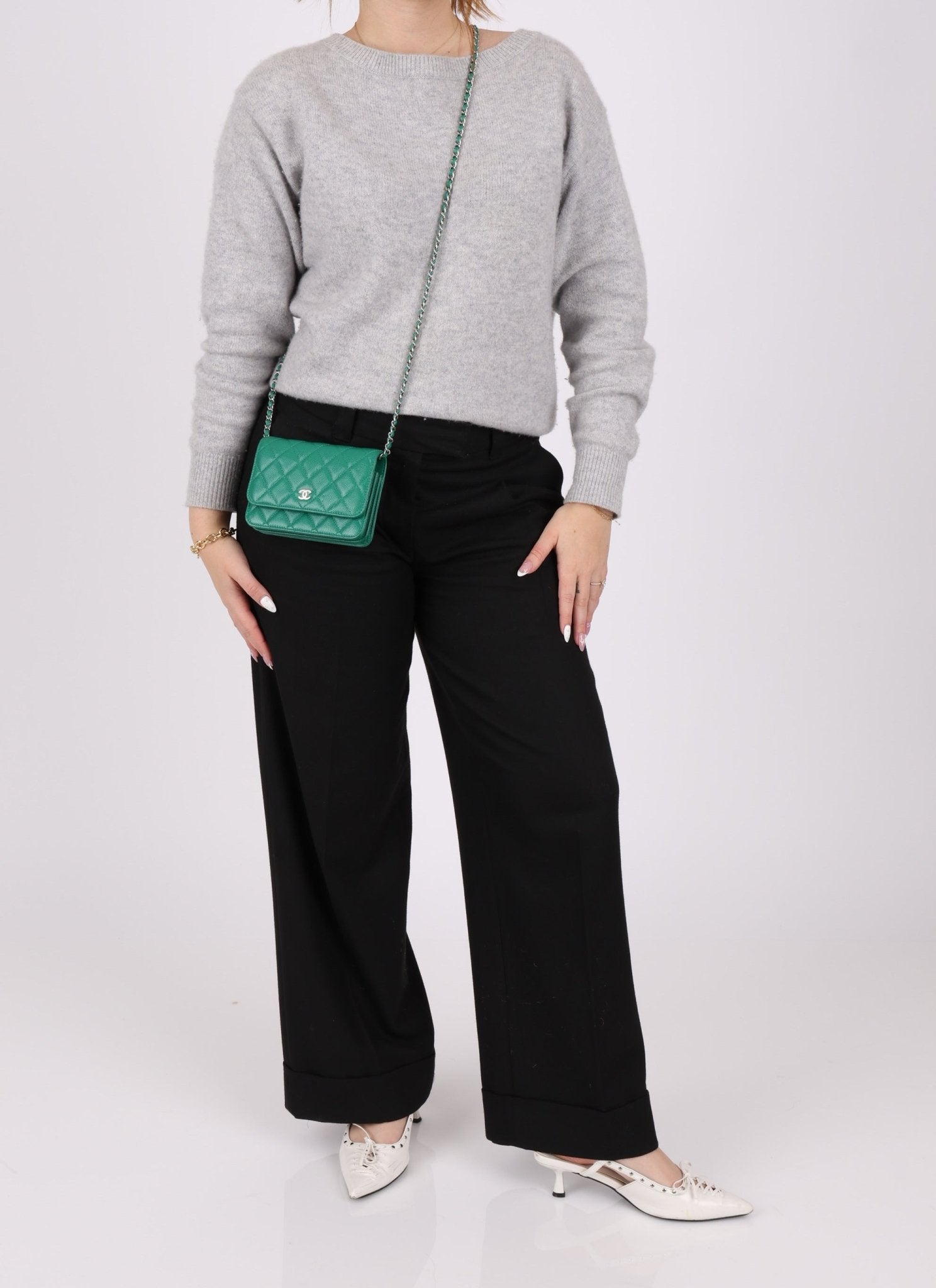 Chanel 2020 Emerald Caviar Mini Wallet on Chain - FashioNica