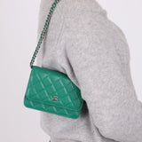 Chanel 2020 Emerald Caviar Mini Wallet on Chain - FashioNica