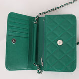 Chanel 2020 Emerald Caviar Mini Wallet on Chain - FashioNica