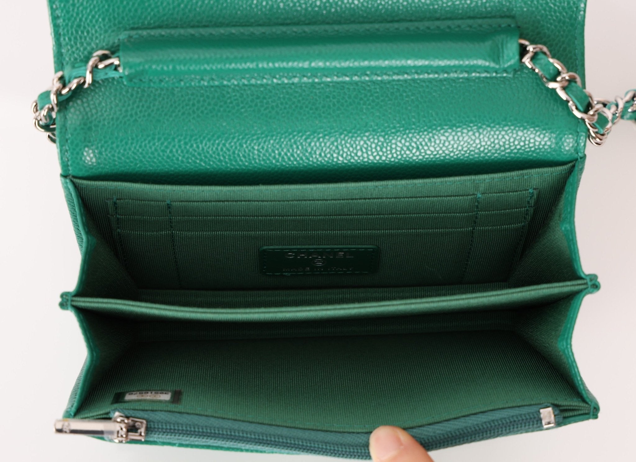 Chanel 2020 Emerald Caviar Mini Wallet on Chain - FashioNica