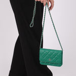Chanel 2020 Emerald Caviar Mini Wallet on Chain - FashioNica