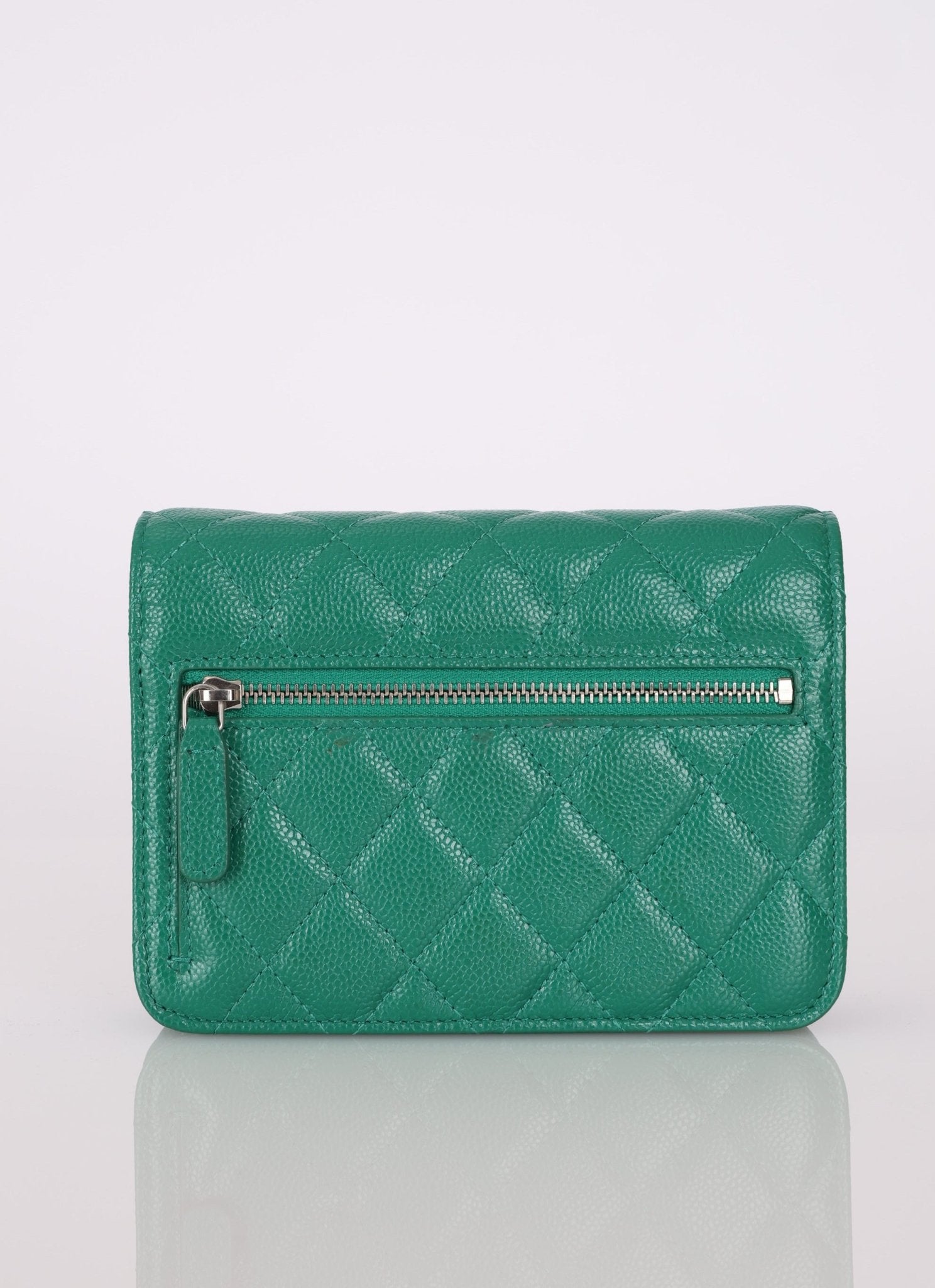 Chanel 2020 Emerald Caviar Mini Wallet on Chain - FashioNica