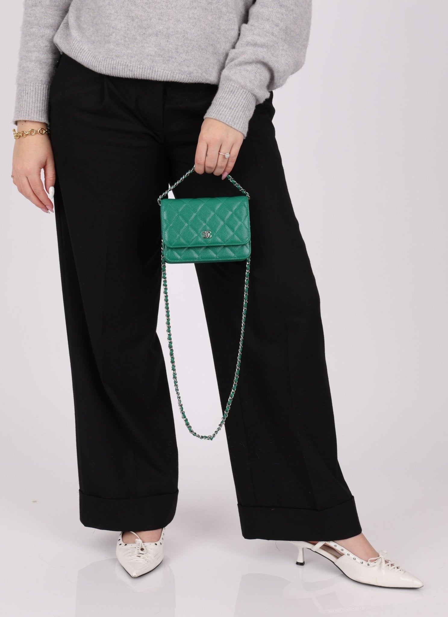 Chanel 2020 Emerald Caviar Mini Wallet on Chain - FashioNica
