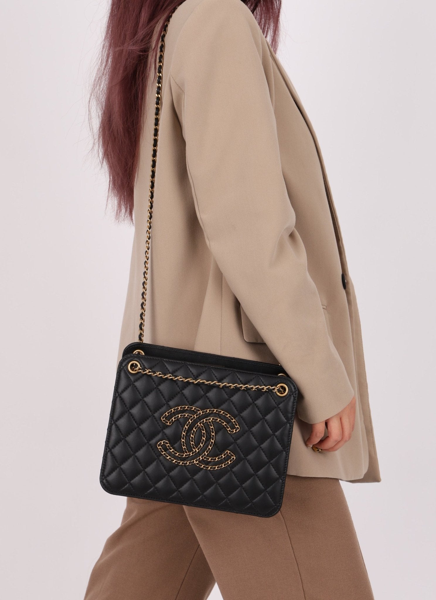 Chanel 2020 Lambskin Chain Logo Tote - FashioNica