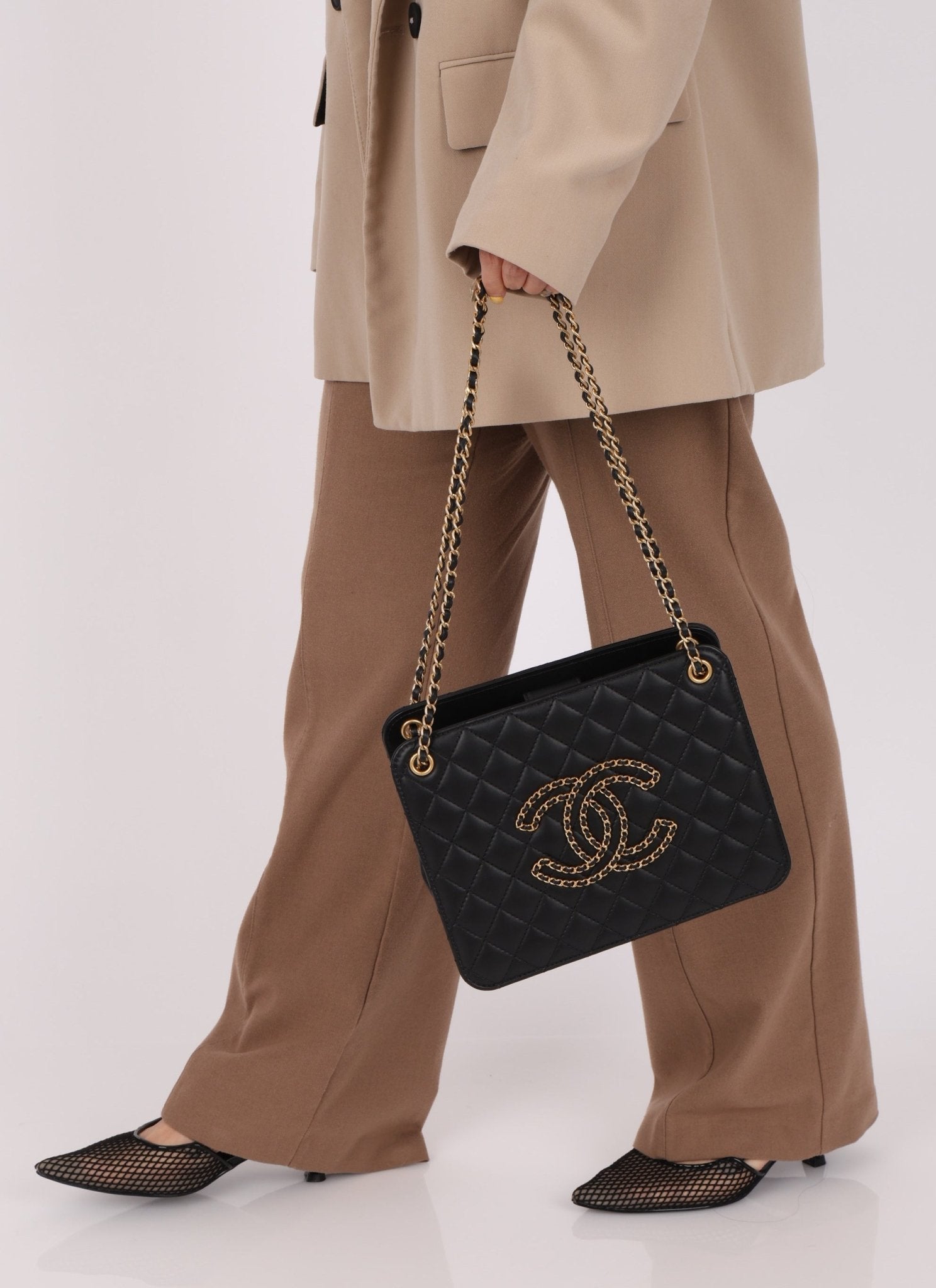 Chanel 2020 Lambskin Chain Logo Tote - FashioNica