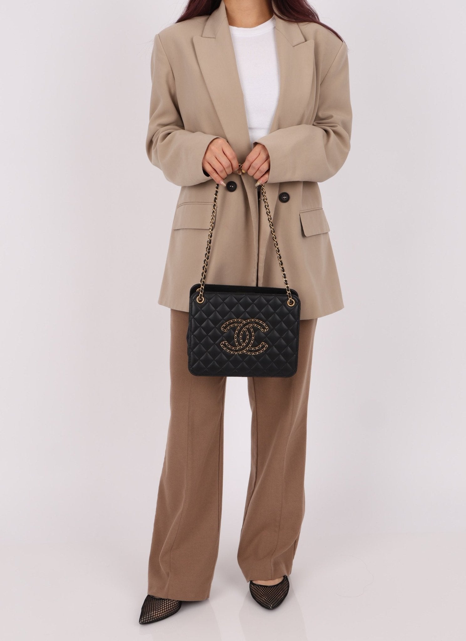 Chanel 2020 Lambskin Chain Logo Tote - FashioNica