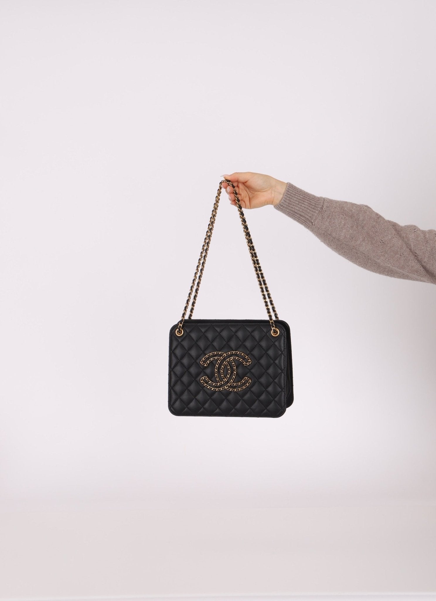 Chanel 2020 Lambskin Chain Logo Tote - FashioNica