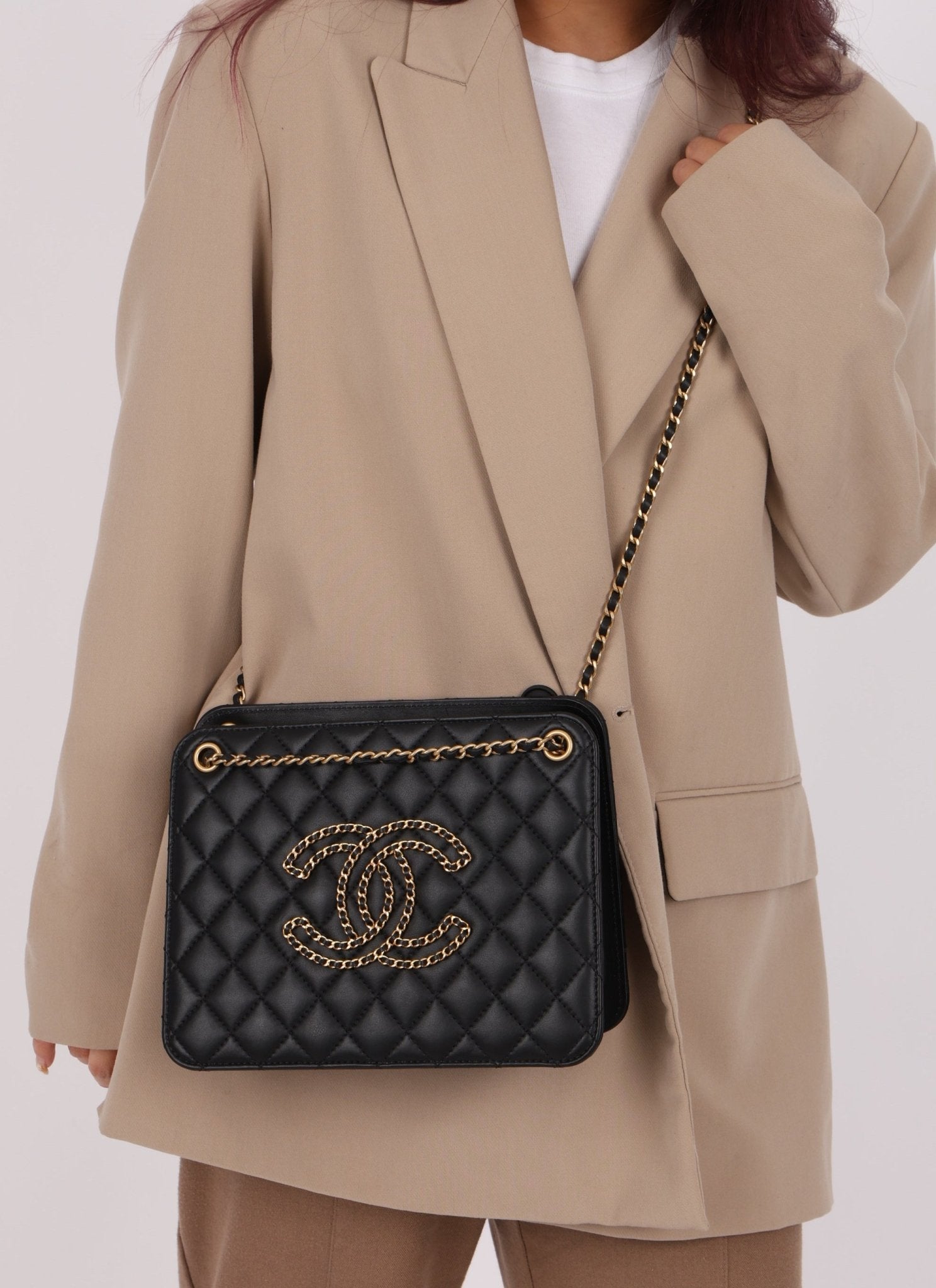 Chanel 2020 Lambskin Chain Logo Tote - FashioNica