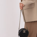 Chanel 2020 Lambskin Crystal Round Clutch on Chain - FashioNica
