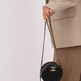 Chanel 2020 Lambskin Crystal Round Clutch on Chain - FashioNica