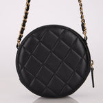 Chanel 2020 Lambskin Crystal Round Clutch on Chain - FashioNica