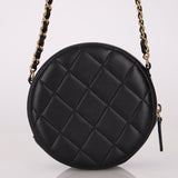 Chanel 2020 Lambskin Crystal Round Clutch on Chain - FashioNica