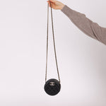Chanel 2020 Lambskin Crystal Round Clutch on Chain - FashioNica